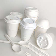 Flat Cover Disposable Sugarcane Bagasse Lid Coffee Cup Eco Biodegradable Lids Flat Cover Disposable Sugarcane Bagasse Lid Coffee Cup Eco Biodegradable Lids
